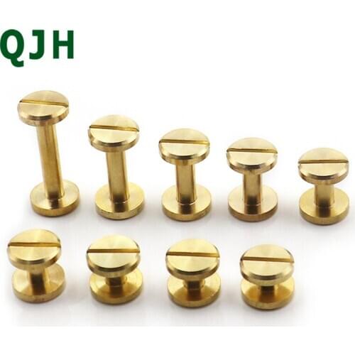 10pcs brass screw rivet belt screw flat screw I-shaped screw hardware child and mother rivet luggage belt belt accessories