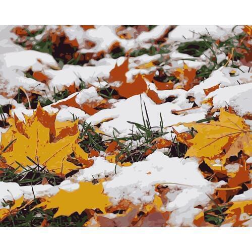 MaHuaf-577 Autumn frosty Maple leaves landscape painting by numbers on canvas for living room wall home decor