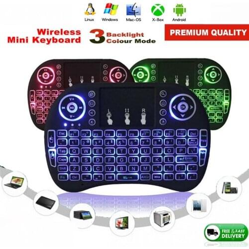 2.4GHz i8 Mini Wireless Keyboard with Touchpad and LED Backlit with USB Receiver Remote 2.4G For Respberry LG TV Box Android PC
