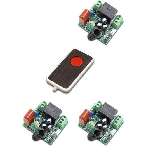 Mini Smart Home Switch AC220V 1CH RF Wireless Remote Control Switch System Transmitter with 1pcs 1Button+3Receiver Best Quality