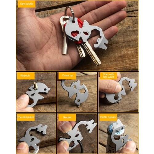 24 in 1 Multifunctional Tool EDC Mini Tool Card Bear Key chain Mini Tools Bottle Opener Screwdriver Phone Handle Repair Tools