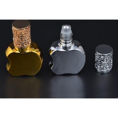 MUB Mini 10ml Apple Shaped UV Glass Refillable Roll on Perfume Bottle Steel Roller Ball For Essential Oil Bottle Empty Container