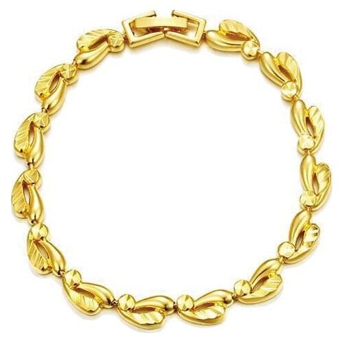 MxGxFam ( 17.5 cm x 6 mm ) Shipping in Stock Watch Bracelet Jewelry For Fashion Women Men 24 k Pure Gold Color Allergy Free