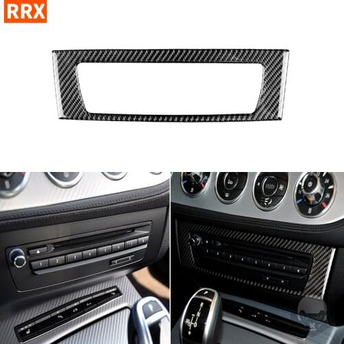For BMW Z4 E89 2009-2016 Black Color Carbon Fiber Stickers Central Control CD Panel Button Interiors Car Accessories