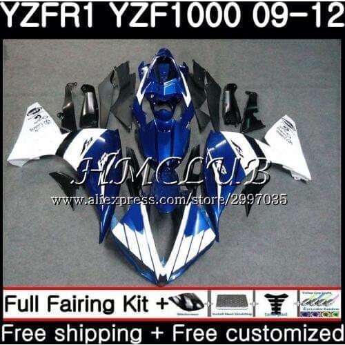 Bodys For YAMAHA YZF-1000 Blue white YZF R1 2009 2010 2011 2012 9HC.1 YZF-R1 YZF 1000 R 1 YZF1000 YZFR1 09 10 11 12 Fairings