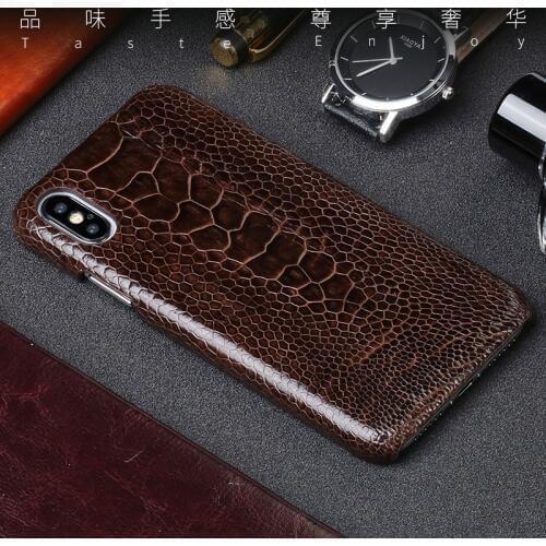 Original Ostrich skin phone case For iPhone 11 pro max 12 pro xr Luxury genuine leather back cover for iphone 11 PRO MAX fundas