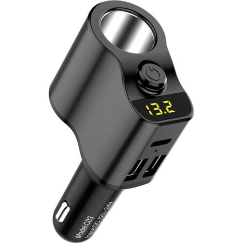 Portable Durable Over Temperature Protection Type-C Charger Lightweight Car Charger Dual USB for Motor
