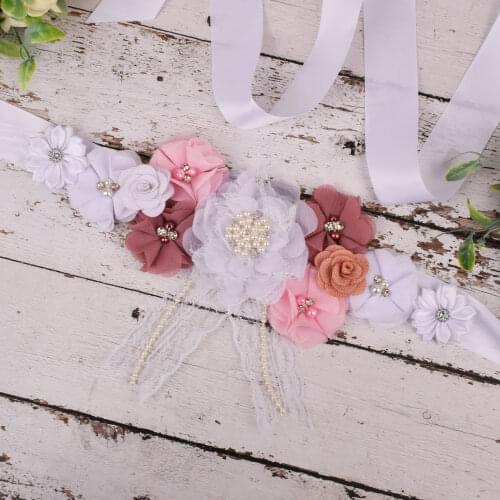 Maternity Sash Pastel Color Flower Sash Pregnancy Belly Belt Photo Props Gift Baby Shower Party Sash Flower Girl Belt