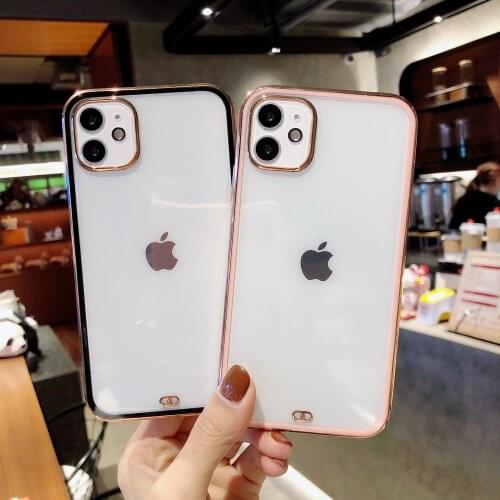 Shockproof Bumper Transparent Silicone Phone Case For iPhone 12 11 Pro Max X XR XS 7 8Plus 12Pro Soft TPU Frame Clear Back Cover