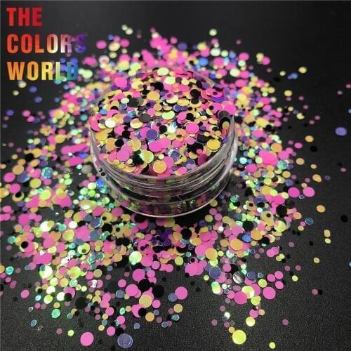 TCT-005 Mix Color Round Dot Shape Nails Glitter Nail Art Decoration Body Glitter Makeup Face Painting Gel Handwork Henna DIY