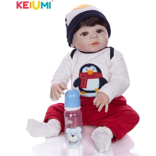 KEIUMI Realistic Baby Reborn Doll 23 Inch Full Silicone Vinyl Reborn Boy Handmade Reborn Dolls Toddler For Kids Birthday Gifts