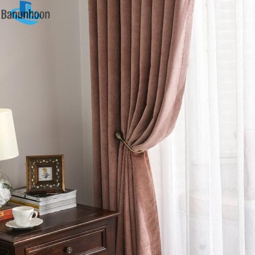 Rushed Sale Curtains Luxury Thick Velvet For Living Room Simple Solid Curtain For Bedroom High-grade Fabric Decorate Panels