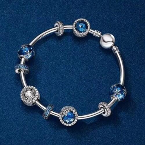 NEW 100% 925 Sterling Silver Rose gold Heart bracelet Clear CZ Charm Bead fit pendant DIY Bangles Set factory wholesale