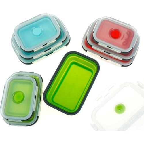 Silicone Lunch Box For Kids Folding Collapsible Bowl Microwave Health Student Portable Kitchen Food Container Bento Box