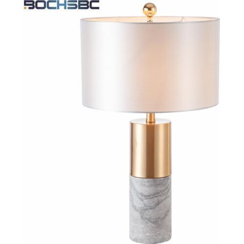 BOCHSBC Modern Minimalist Designer Table Lamp Marbl Metal Stand lampara mesa Living Room Bedroom Gold Bedside Table Lamp Nordic