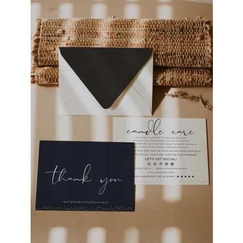 Thank You Card Printable Thanks For Your Purchase Card Candle Care Card Template Package Insert Card
