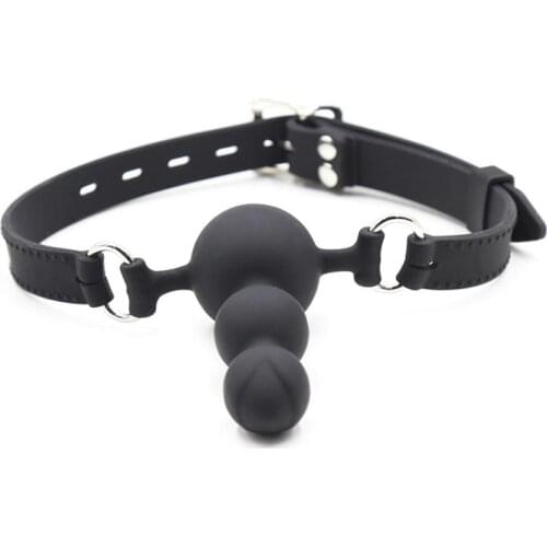 Unisex Soft Head Bondage Gear Silicone Anal Plug Harness with Ball Gag Face Strapon Lestbian Gay Kinky Sex Toy