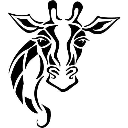 Giraffe Head Vinyl Decal Sticker | Cars Trucks Vans Walls Laptops Cups | Black | 5.5 inches | KCD949