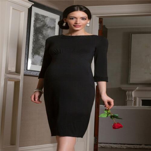 Maternity Women Dress Summer 3/4 Sleeve Back V-neck Knee Length Dress New Mom Western Style Easy Breast-Feeding Nursing Dresses