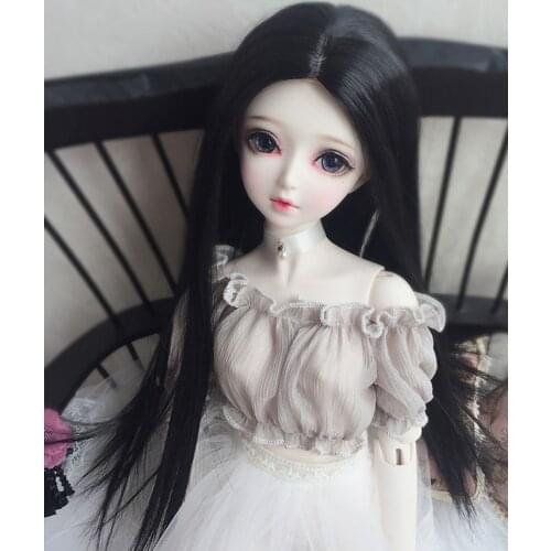 1/3 1/4 1/6 1/8 Bjd SD Doll Wig High Temperature Wire Black Long Straight BJD Wig For Doll Hair