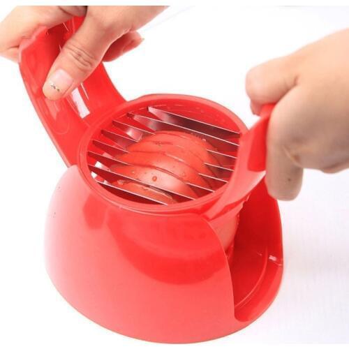1PC Tomato Slicer Kitchen Gadgets Tools Potato Onion Fruit Vegetable Cutter Cuts Tomato Slicers Holder Slicer Guide OK 0493