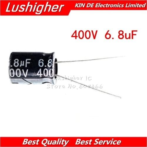 10PCS 400V6.8UF 10*13mm 6.8UF 400V 10x13 mm Aluminum Electrolytic Capacitor DIP