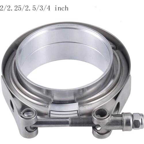 2/2.25/2.5/3/4 inch V-Band Clamp Stainless Steel Exhaust Downpipe Clamp Flat Flange Assembly Car Accessories