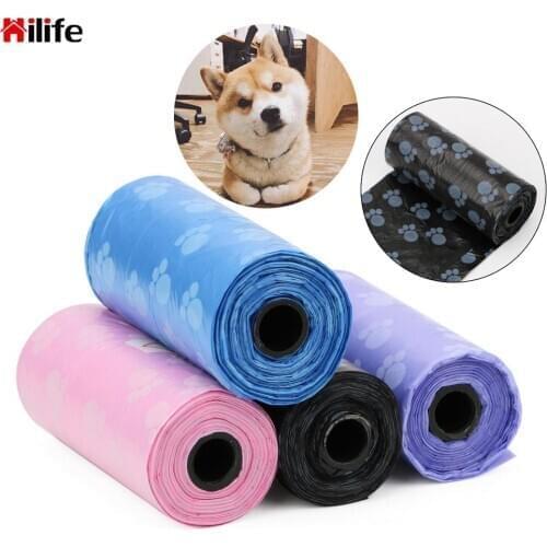 2 Rolls 30 Pcs Printing Cat Dog Poop Bags Outdoor Pet Waste Clean Poop Bags Degradable Home Clean Refill Garbage Bag