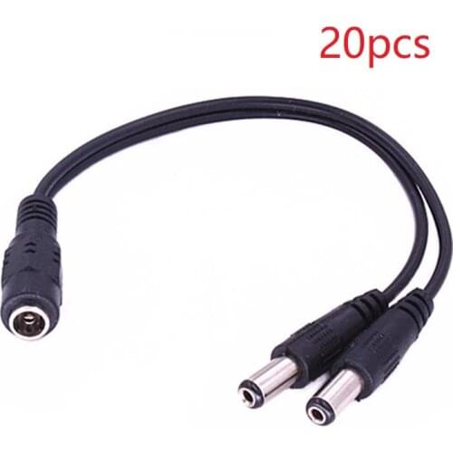 20pcs DC 1 to 2 Power Split Splitter Cable 5.5*2.1mm for CCTV Camera Security DVR