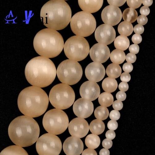 Natural Stone 4 6 8 10 12mm Champagne Cat Eye Beads For Jewelry Making Round Loose Spacer Beads DIY Bracelet Necklace Charms 15"