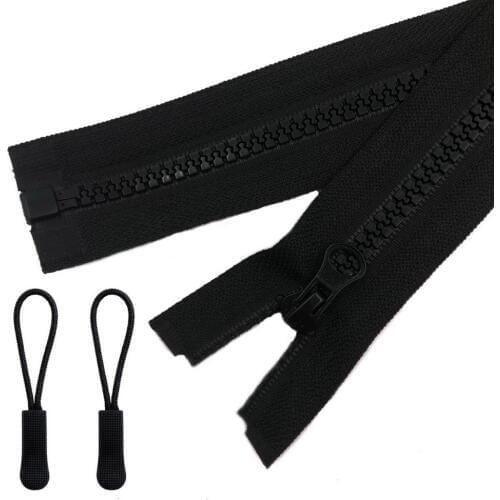 5# 20 inch Plastic Resin Zipper with Zipper Pulls Separating Jacket Coat Zippers for Sewing Accessories (2pcs/Pack)
