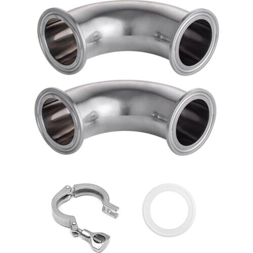 51mm 2 Inch Pipe 304 Stainless Steel Sanitary Elbow Pipe Fitting 64mm + 2 Inch 51mm Tri Clamp Ferrule 64mm + Gasket