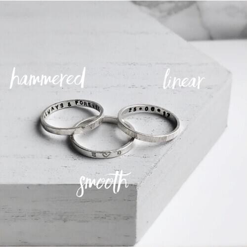 925 Sterling Silver Personalised Ring Hand Stamped Name Secret Message Stacking Rings Custom Jewelry Gifts 2019 New