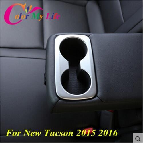 ABS Chrome Rear Seat Water Cup Sticker Water Holder Cover Trim For Hyundai Tucson 2014 2015 2016 Accessories