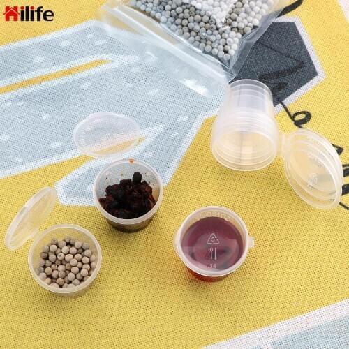 Chutney Chili Sauce Cups With Lids Kitchen Organizer Food Small Sauce Container Box Disposable Sauce Pot Plastic Clear 100Pcs