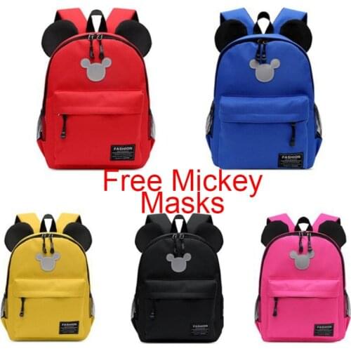 Disney Mickey Mouse Schoolbag Kids Colorful Candy Color Bags Children Cartoon Cute Boys Girls Kindergarten Backpacks Paquete