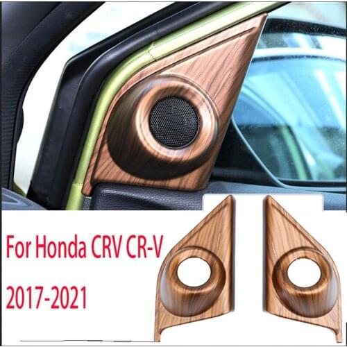 For Honda CRV CR-V 2017 2018 2019 2020 2021 2PCS ABS Wood Grain A Pillar Speaker Frame Cover Trim