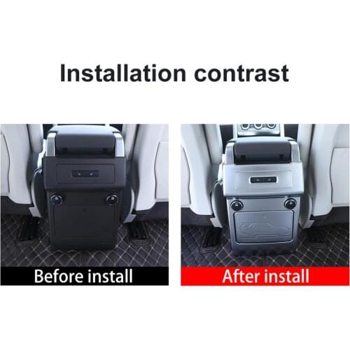 For Land Rover Discovery 5 HSE LR5 2017-2020 Car-Styling ABS Matte Chrome Armrest Box Rear AC Outlet Vent Cover Trim Accessories