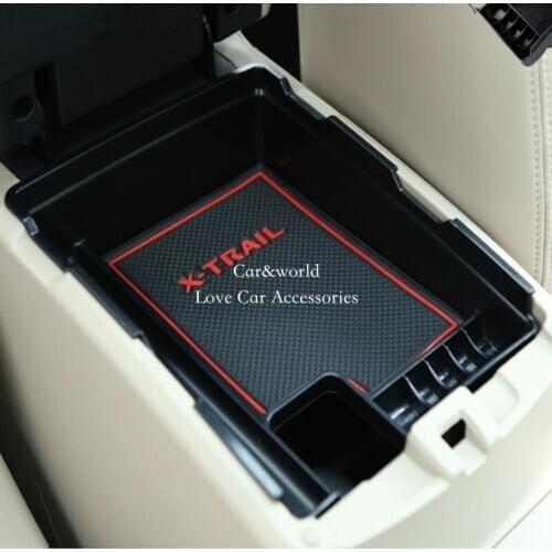 For Nissan X-Trail T32/Rogue 2014-2016 Central Armrest Box Storage Grid Container Tray Glove Box Car Accessories Non-slip Mats
