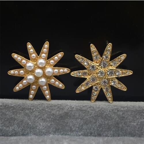 Starfish Brooch Vintage Metal Alloy Small Pearls Rhinestone Texture Spike Pretty Coat Pins Party Accessories