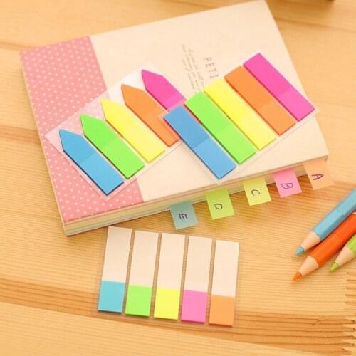 Korean stationery Fluorescence Self Adhesive Memo Pad Sticky Notes Bookmark Marker Memo Sticker Paper Student office Supplies