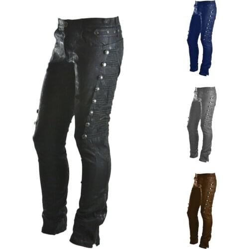 Medieval Renaissance Gothic Victoria Steampunk PU Leather Pants Costume Viking Pirate Assassin SCA LARP Cosplay Clothes