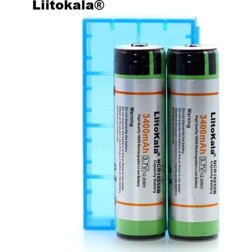 2PCS Liitokala original charging 18650 3.7V 3400mah NCR18650B lithium battery protection board battery + 18650 BOX