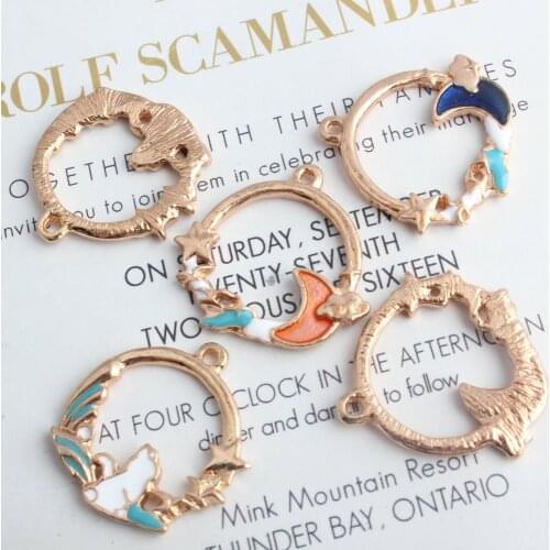 Moon Kitten Round DIY Korean Jewelry Accessories K Golden Drop Oil Alloy Pendant Bracelet Pendant Jewelry