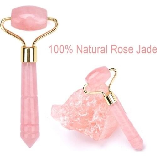Rose Quartz Face Slimming Rollers Mini Massager Crystal Facial Jade Beauty Rollers Face Lifting Tool Jade Portable Cute Massager