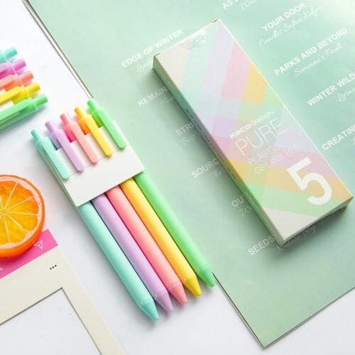 Mohamm 0.5mm Candy Colors Gel Pen Office School Writing Student Supplies Stationery (5Pcs/Pack)