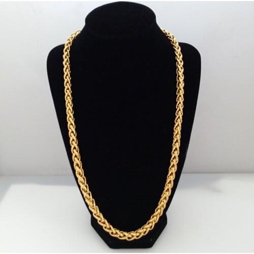 3-5mm Mens Necklace Stainless Steel Gold Round Spiga Wheat Chain Hip Hop Jewelry Necklace For Men