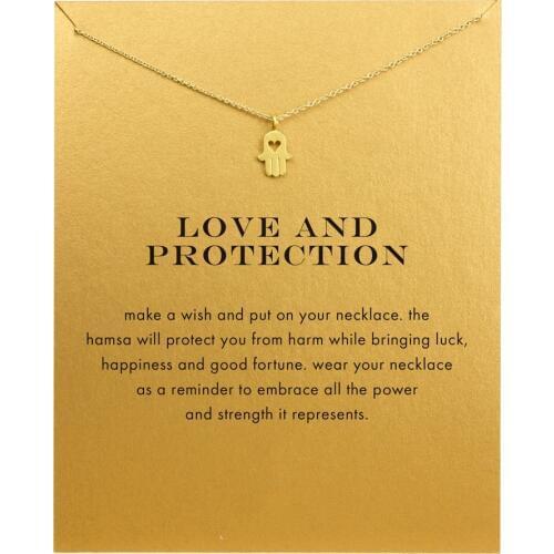 Newest Love Hand Alloy Clavicle Short Pendant Necklace For Women Fashion Handmade Short Chain Necklace Gifts Wish Card