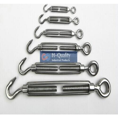 HQ Rigging Hardware Stainless Steel Wire Rope Tension Marine Hardware 304 Hook & Eye Turnbuckles M4-M24