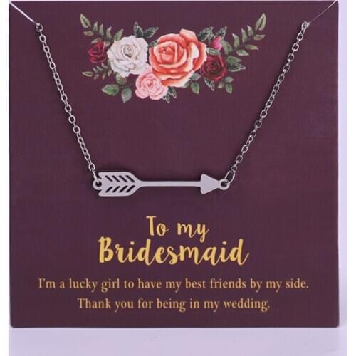 Bridesmaid Maid of Honor Honour Arrow Compass Pendant Necklaces Mom Sister Women Fashion Jewelry Wedding Gift Drop Shipping